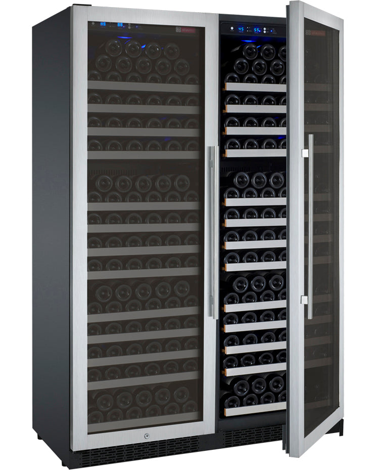 47" Wide FlexCount II Tru-Vino 354 Bottle Dual Zone Stainless Steel Side-by-Side Wine Refrigerator