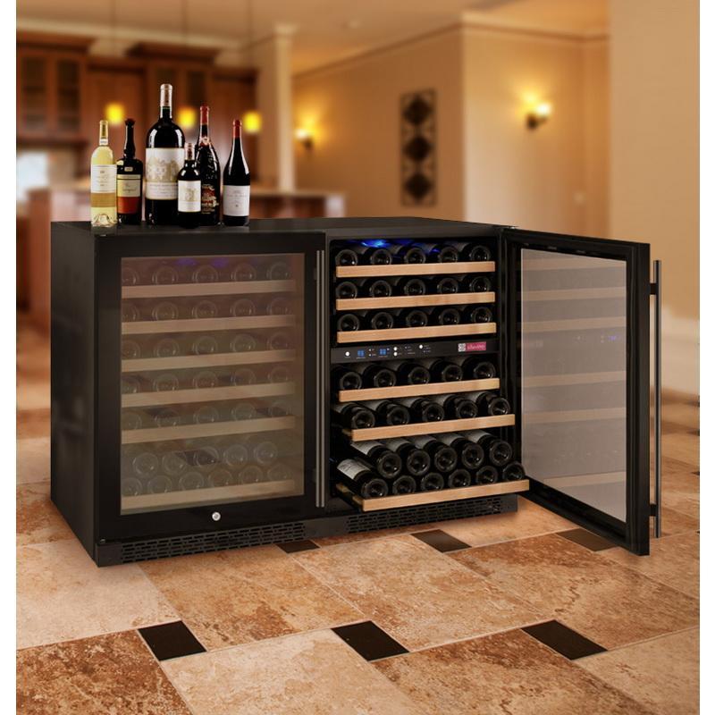 Allavino 112 Bottle Three Zone Black Side-by-Side Wine Refrigerator