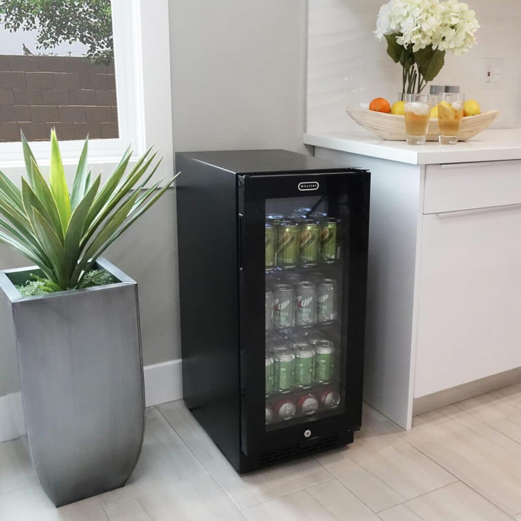 Whynter Built-in Black Glass 80-can capacity 3.4 cu ft. Beverage Refrigerator BBR-801BG