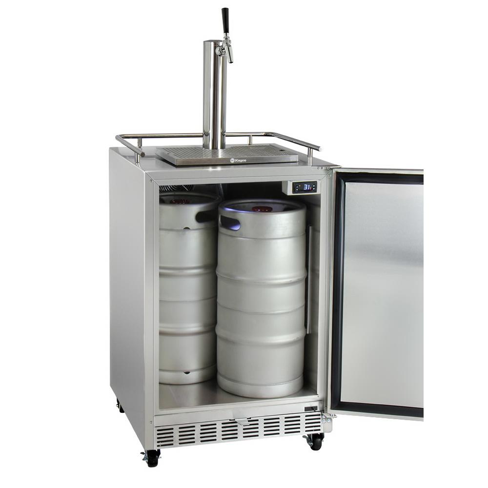 Kegco Full Size Digital Commercial Outdoor Kegerator with X-CLUSIVE Premium Direct Draw Kit - Right Hinge