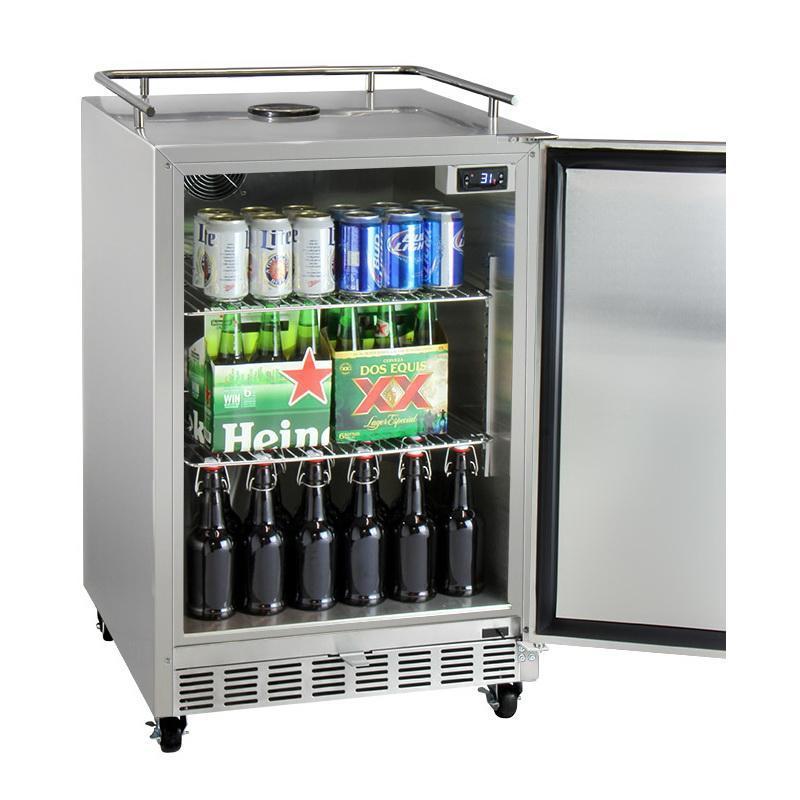 Kegco Full Size Digital Commercial Outdoor Kegerator with X-CLUSIVE Premium Direct Draw Kit - Right Hinge