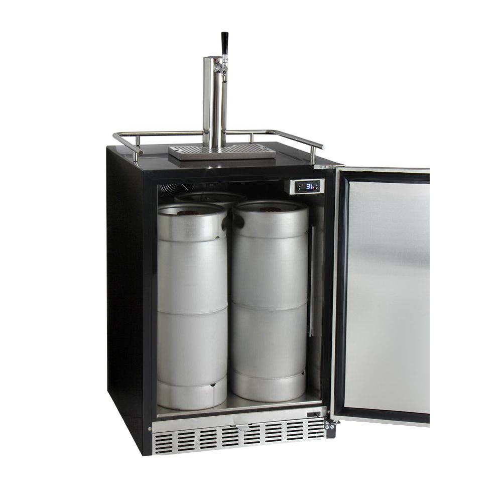 Kegco Single Tap Undercounter Kegerator with X-CLUSIVE Premium Direct Draw Kit - Right Hinge