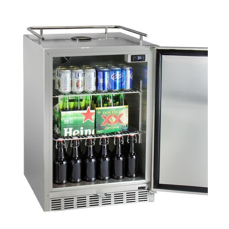 Kegco Full Size Digital Outdoor Undercounter Kegerator with X-CLUSIVE Premium Direct Draw Kit - Left Hinge