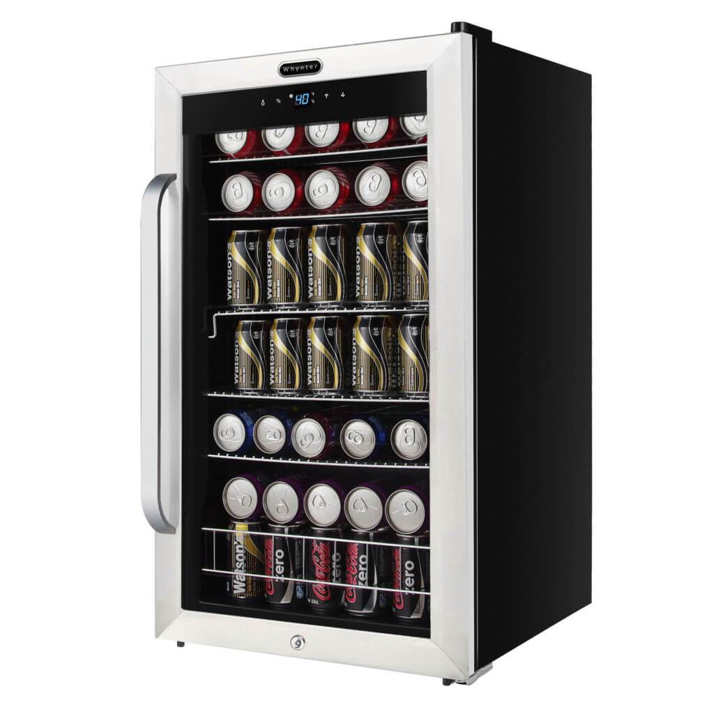 Whynter Freestanding 121 Can Beverage Refrigerator with Digital Control and Internal Fan BR-1211DS