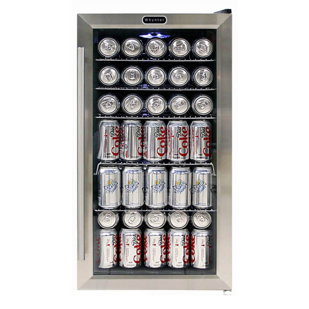 Whynter Beverage Refrigerator with Internal Fan – Stainless Steel 120 Can Capacity BR-130SB