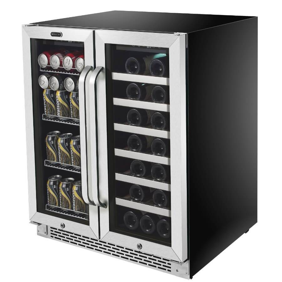 Whynter 30″ Built-In French Door Dual Zone 33 Bottle Wine Refrigerator 88 Can Beverage Center BWB-3388FDS