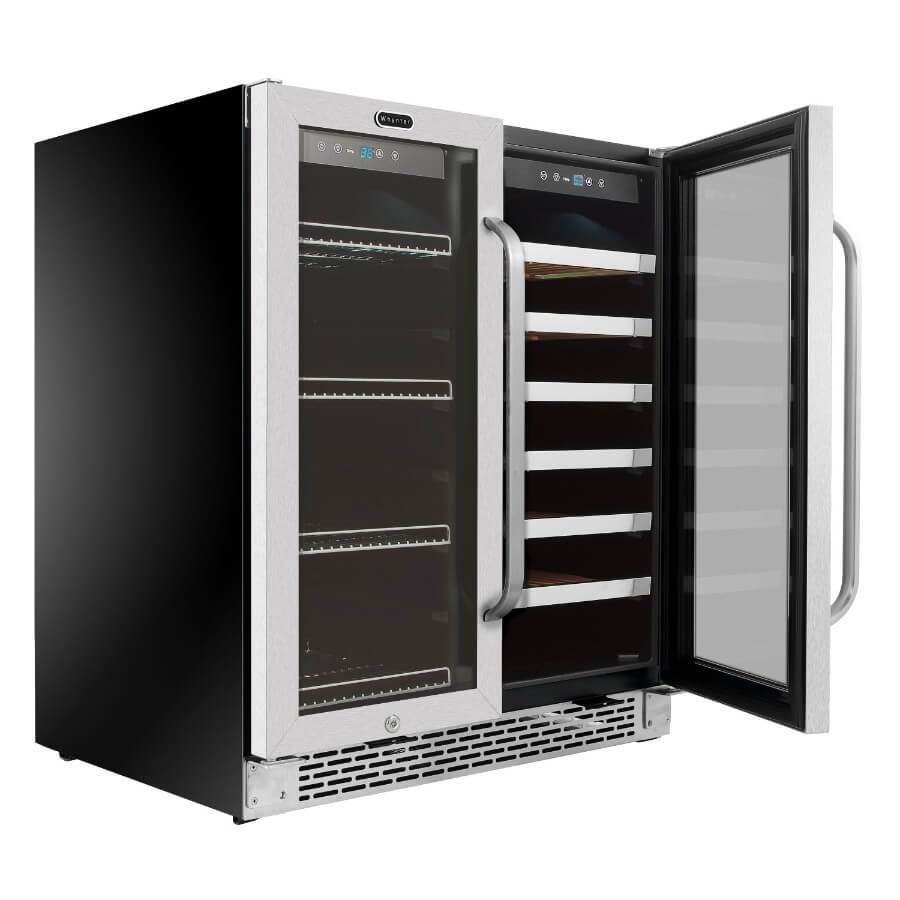 Whynter 30″ Built-In French Door Dual Zone 33 Bottle Wine Refrigerator 88 Can Beverage Center BWB-3388FDS