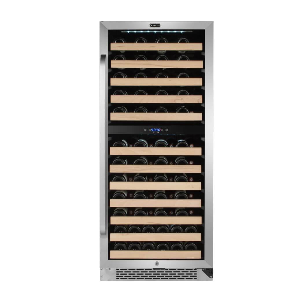 Whynter 92 Bottle Built-in Stainless Steel Dual Zone Compressor Wine Refrigerator with Display Rack and LED display BWR-0922DZ