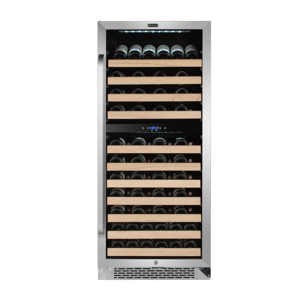 Whynter 92 Bottle Built-in Stainless Steel Dual Zone Compressor Wine Refrigerator with Display Rack and LED display BWR-0922DZ