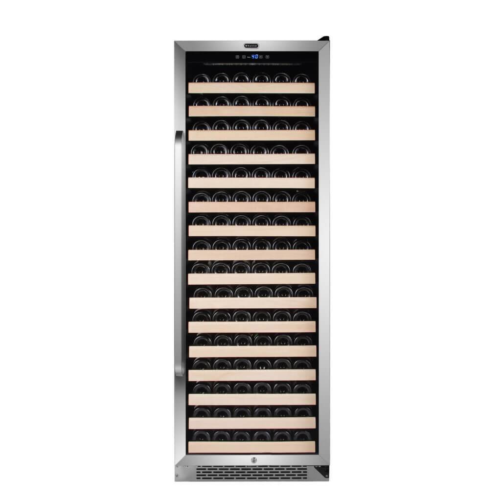 Whynter 166 Bottle Built-in Stainless Steel Compressor Wine Refrigerator with Display BWR-1662SD Rack and LED display