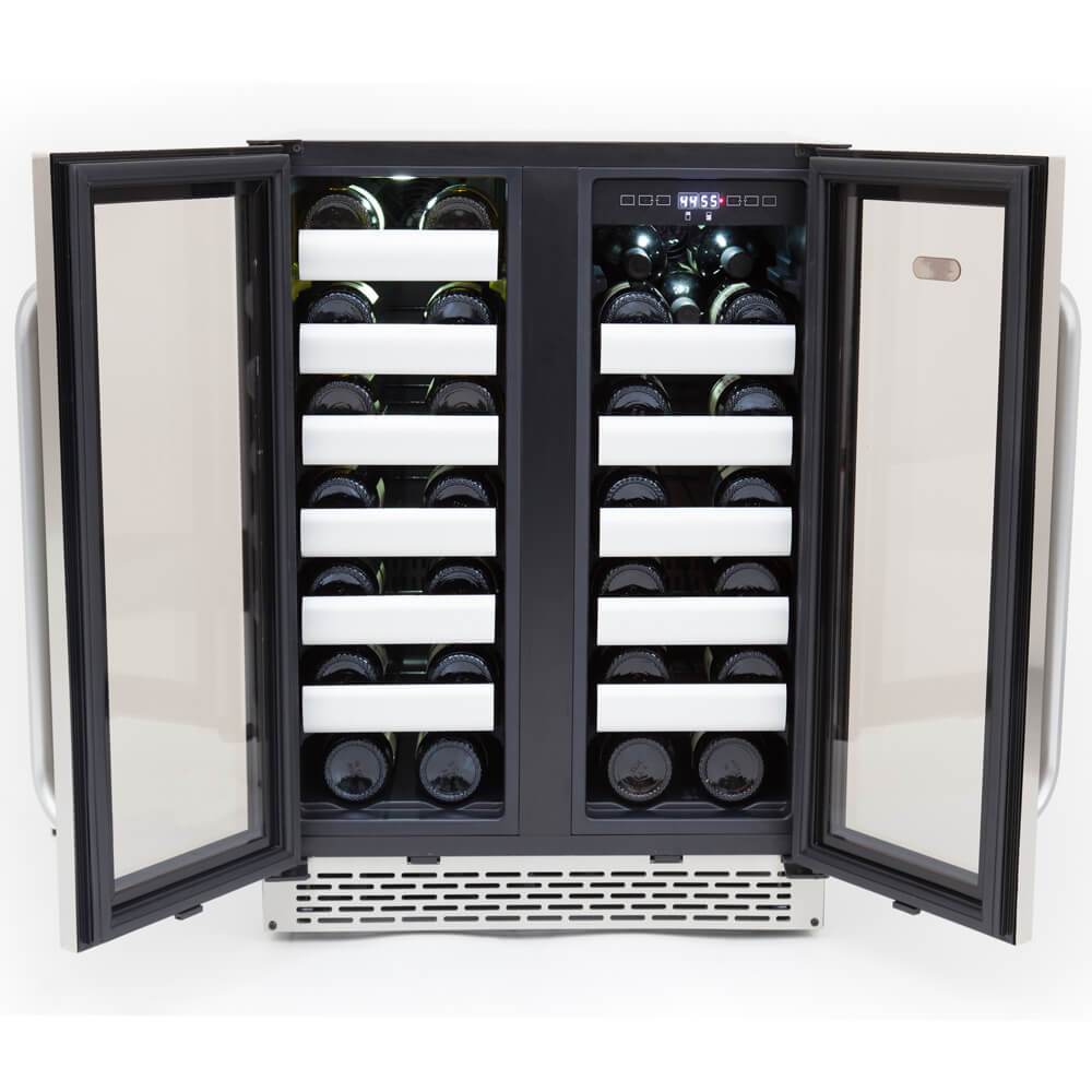 Whynter Elite 40 Bottle Seamless Stainless Steel Door Dual Zone Built-in Wine Refrigerator BWR-401DS