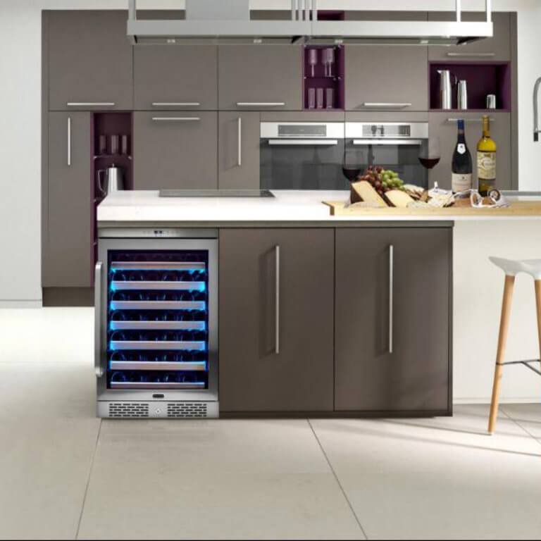 Whynter Elite Spectrum Lightshow 54 Bottle Stainless Steel 24 inch Built-in Wine Refrigerator with Touch Controls and Lock BWR-545XS