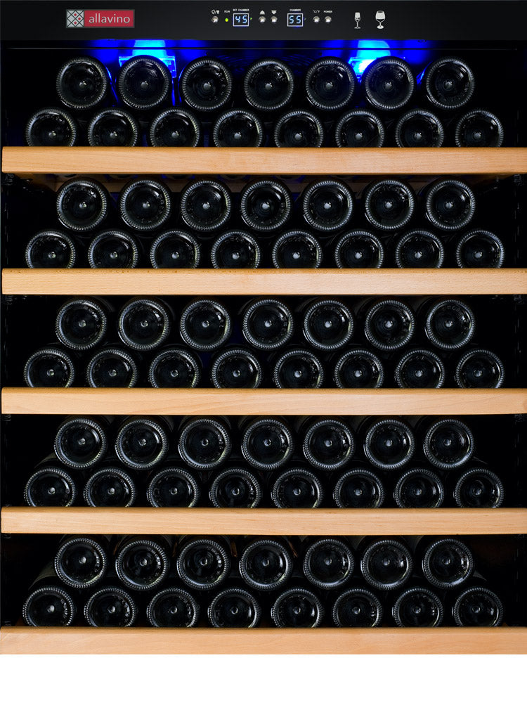 Wide Vite II Tru-Vino 554 Bottle Dual Zone Stainless Steel Side-by-Side Wine Refrigerator 63"