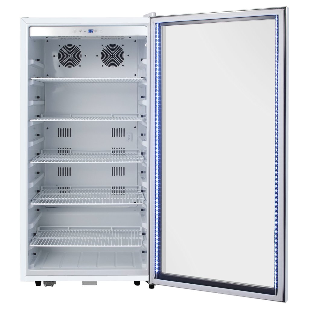 Whynter Freestanding 8.1 cu. ft. Stainless Steel Commercial Beverage Merchandiser Refrigerator with Superlit Door and Lock – White  CBM-815WS