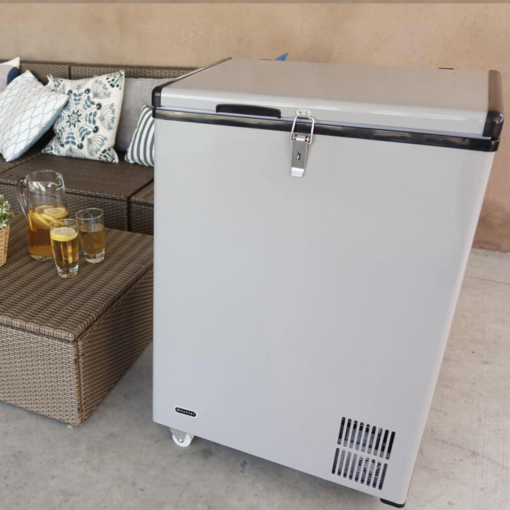 Whynter 95 Quart Portable Wheeled Refrigerator / Freezer with Door Alert and 12v Option – Gray FM-951GW