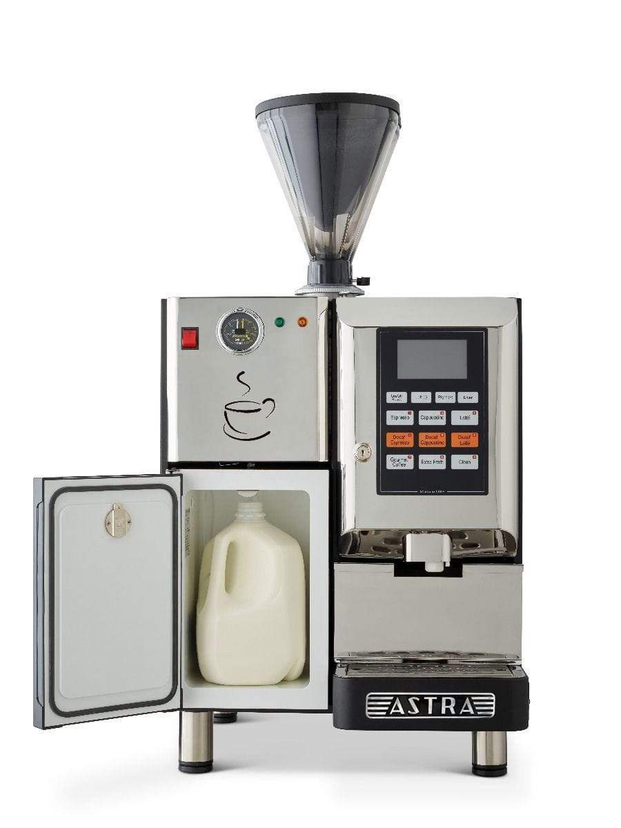 Astra Super Automatic Espresso Machine, Double Hopper with Refrigerator, 220V