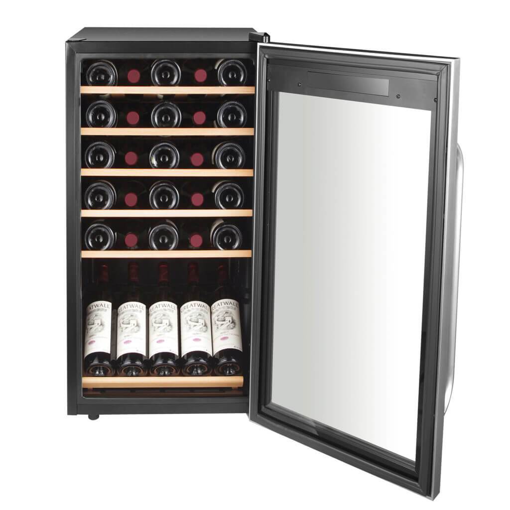 Whynter 34 Bottle Freestanding Stainless Steel Wine Refrigerator with Display Shelf and Digital Control FWC-341TS