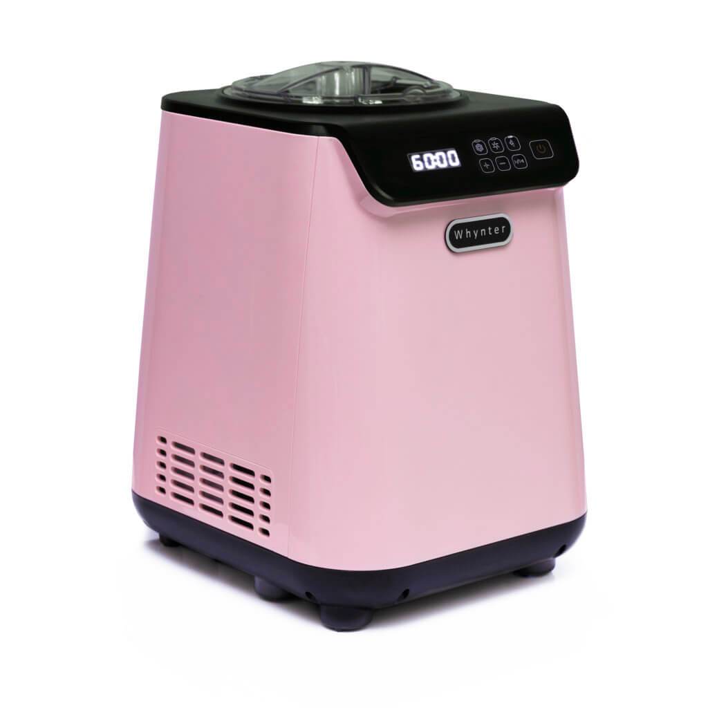 Whynter 1.28 Quart Capacity Compact Upright Automatic Compressor Ice Cream Maker with Stainless Steel Bowl Limited Black Pink Edition ICM-128BPS