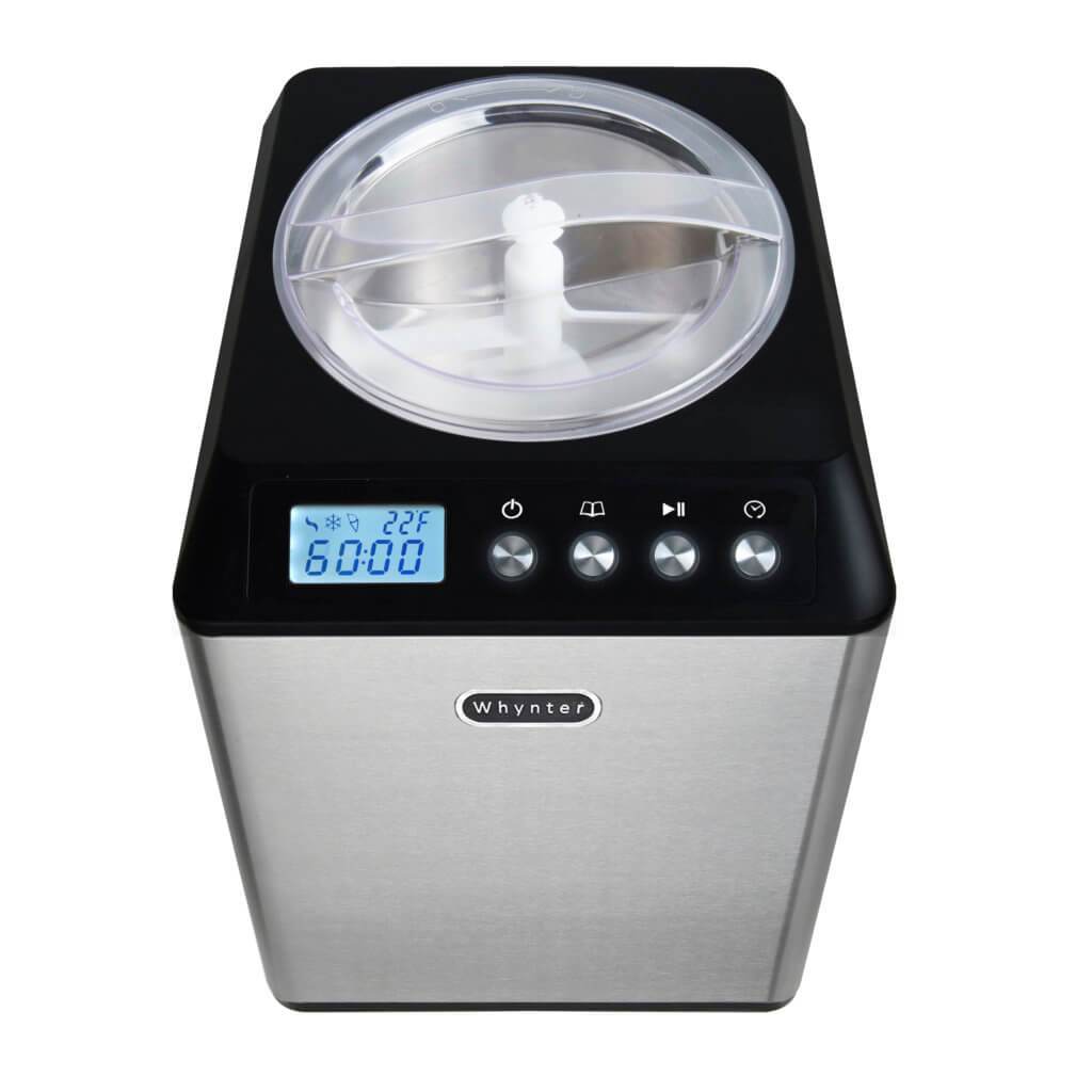 Whynter 2.1 Quart Capacity Upright Automatic Compressor Ice Cream Maker with Stainless Steel Bowl in Black ICM-201SB