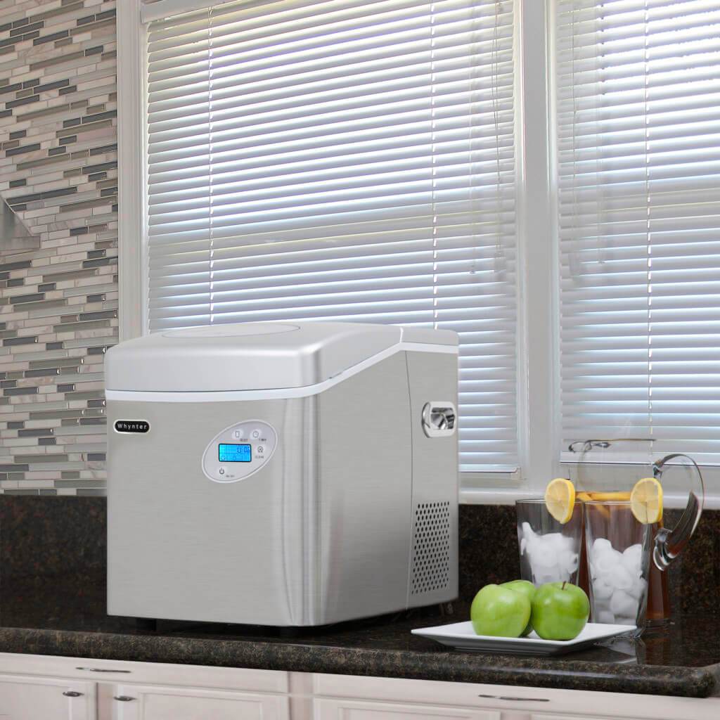 Whynter Portable Ice Maker with 49lb Capacity Stainless Steel with Water Connection IMC-491DC