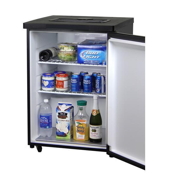 Kegco Double Faucet Kombucha Cooler Dispenser with Black Cabinet and Stainless Steel Door