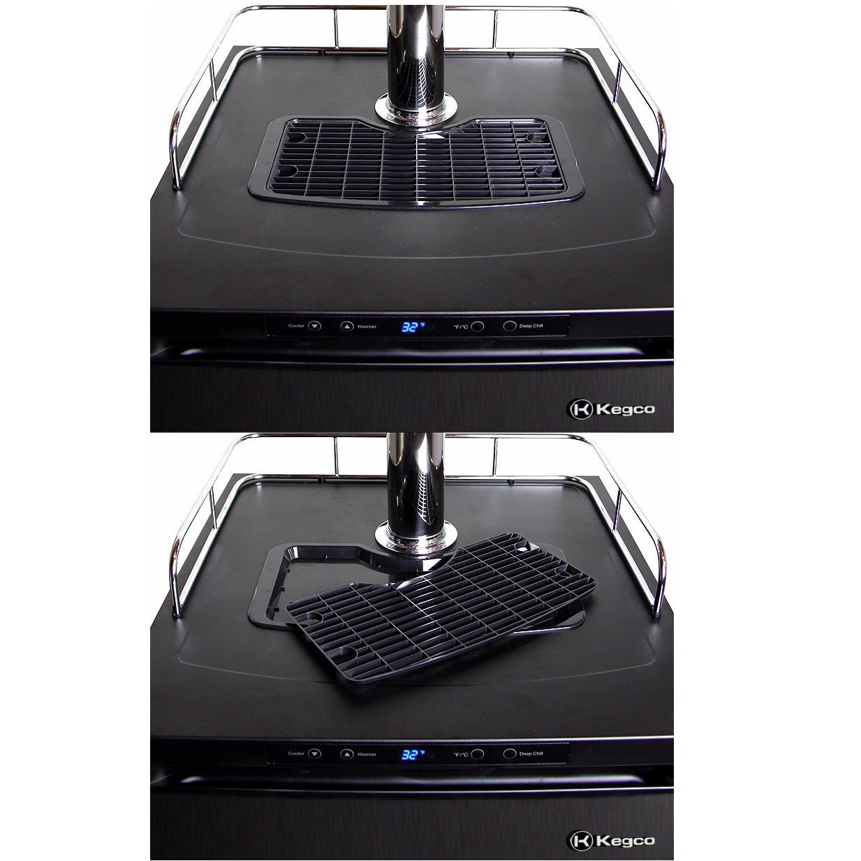 Kegco One Tap Faucet Digital Temperature Kegerator - Black Cabinet with Black Stainless Steel Door