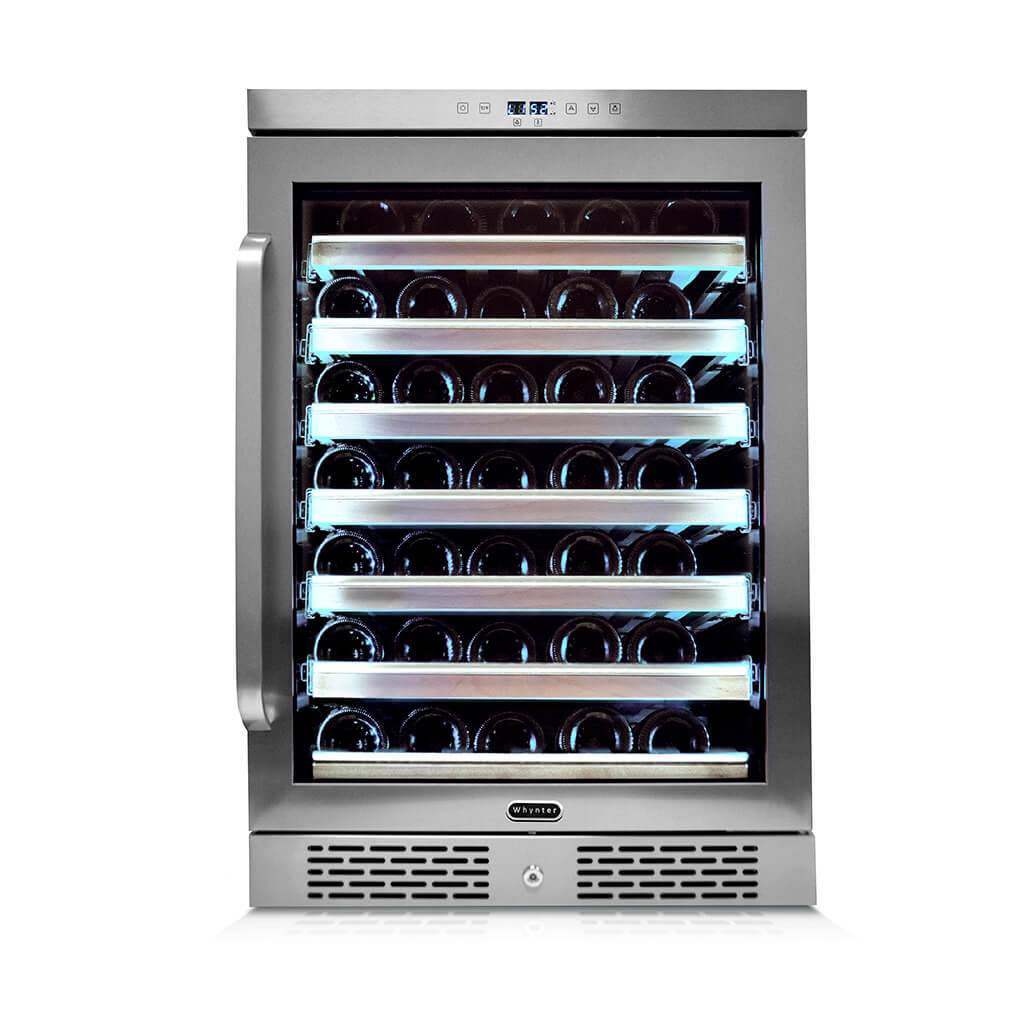 Whynter Elite Spectrum Lightshow 54 Bottle Stainless Steel 24 inch Built-in Wine Refrigerator with Touch Controls and Lock BWR-545XS