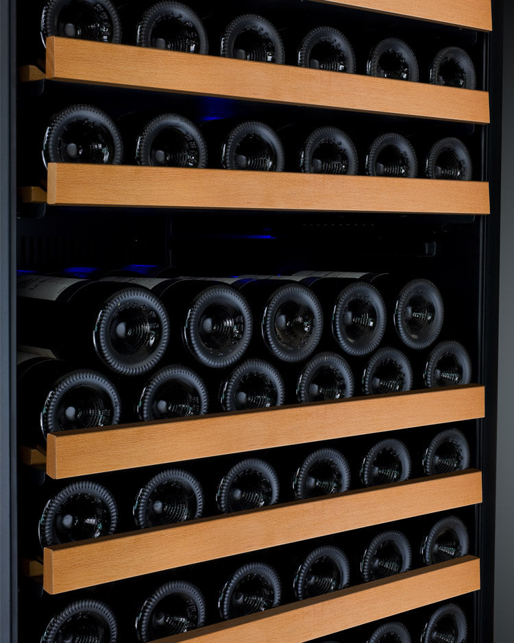 47" Wide FlexCount II Tru-Vino 354 Bottle Dual Zone Black Side-by-Side Wine Refrigerator