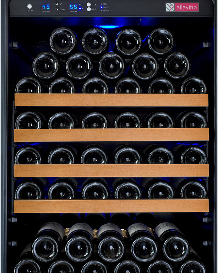47" Wide FlexCount II Tru-Vino 344 Bottle Four Zone Black Side-by-Side Wine Refrigerator