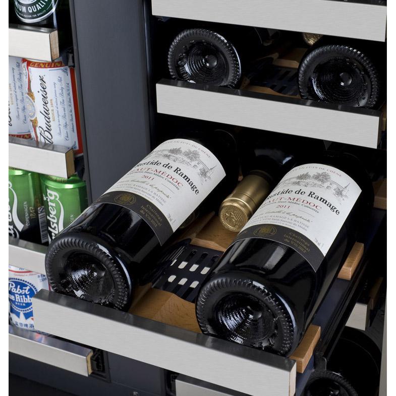 24" Wide FlexCount II Tru-Vino 18 Bottle/66 Cans Dual Zone Stainless Steel Wine Refrigerator/Beverage Center