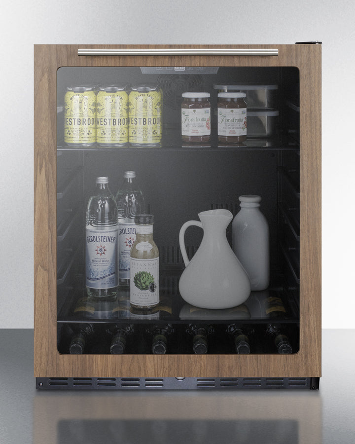 24" Wide Built-In Beverage Center With Wood Door Trim, ADA Compliant