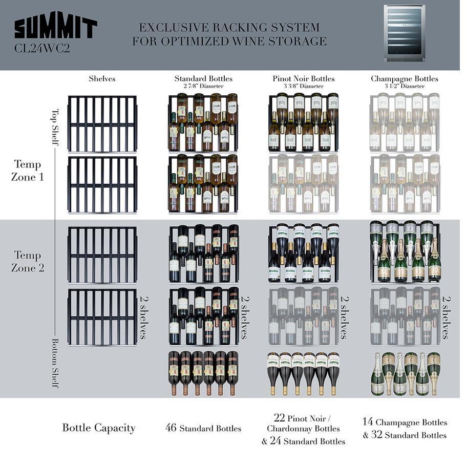 Summit CL24WC2CSS User-friendly Features Wine Cellar