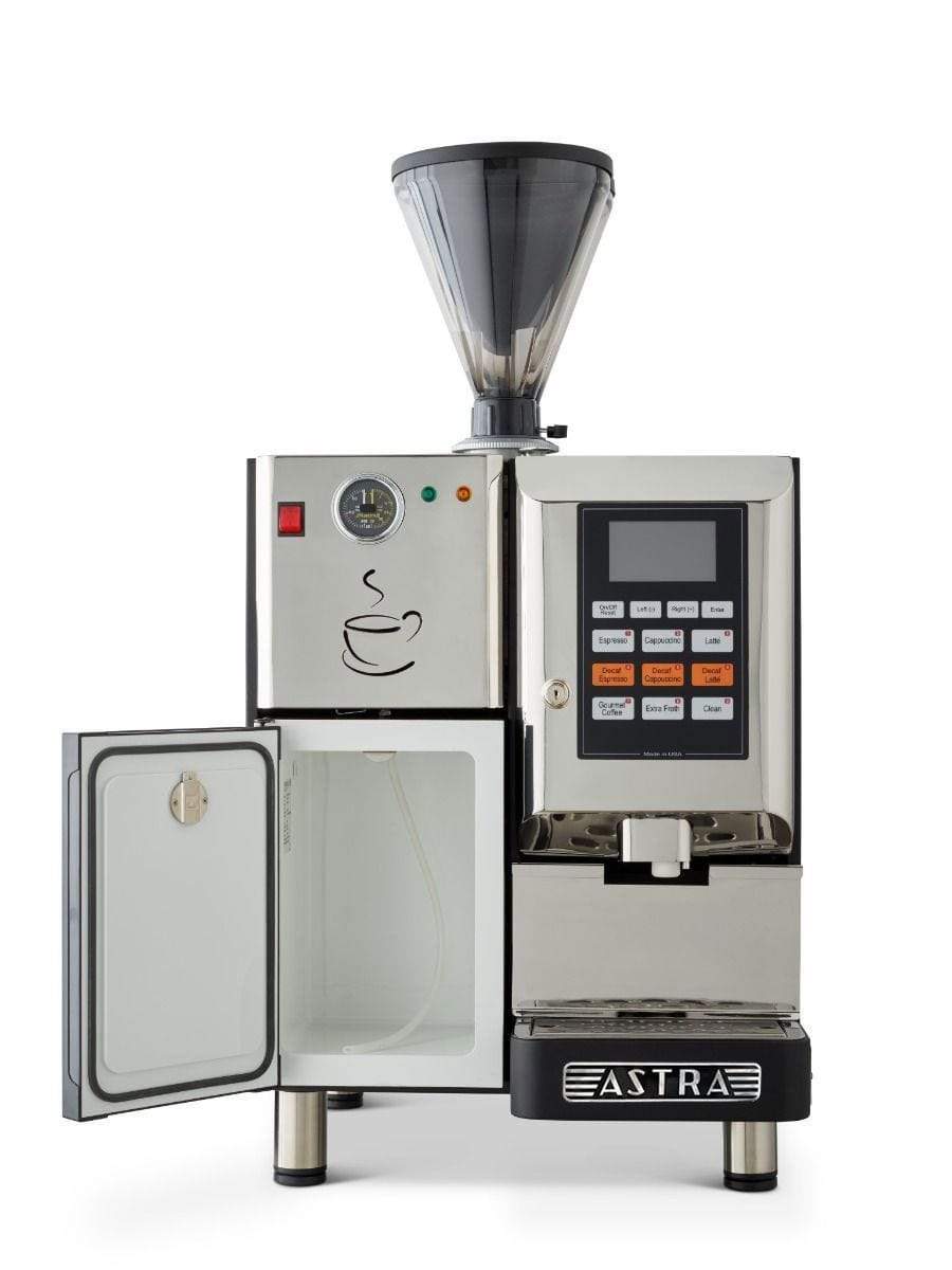 Astra Super Automatic Espresso Machine, Double Hopper with Refrigerator, 220V